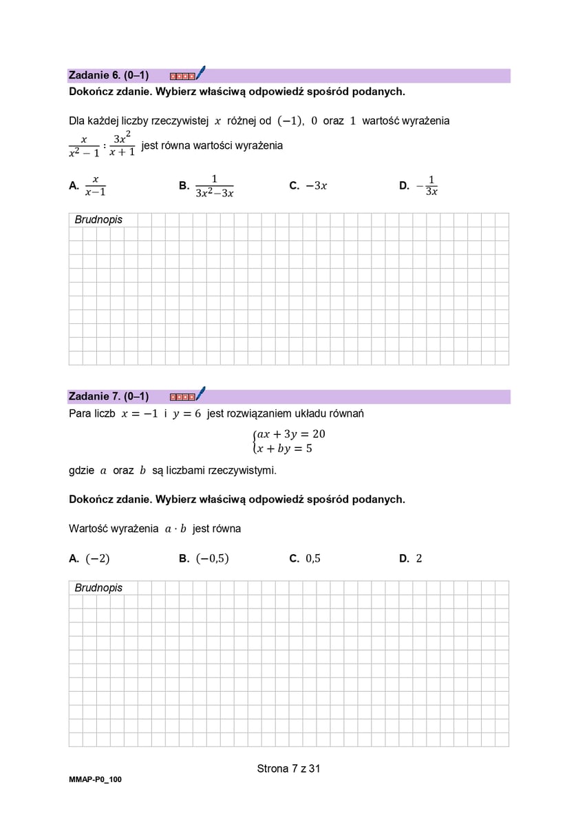 Arkusz CKE: matura próbna 2024/2025 z matematyki, poziom podstawowy - 6 grudnia