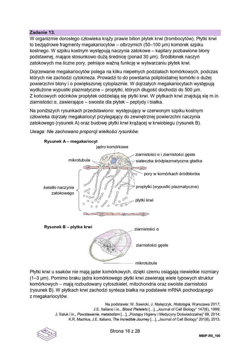 Matura próbna z biologii, poziom rozszerzony, arkusz z pytaniami