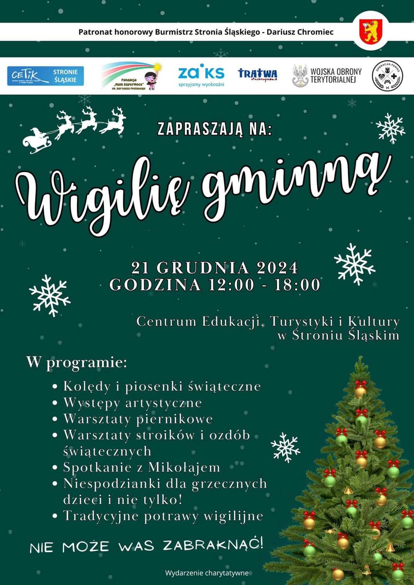 Program wigilii gminnej w Stroniu Śląskim, 21 grudnia