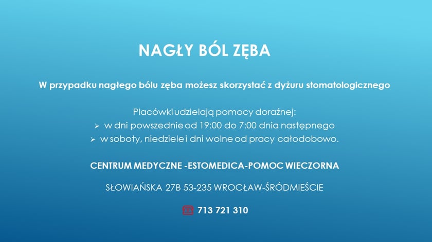 Tablica informacyjna: Stomatolog