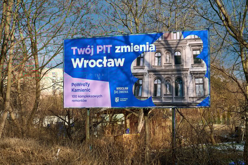 Billboard kampanii Tw&oacute;j PIT zmienia Wrocław