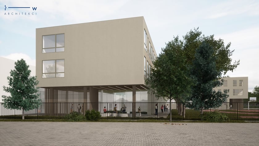 Wizualizacja rozbudowy niepublicznej szkoły przy ul. Pautscha 9 na Biskupinie