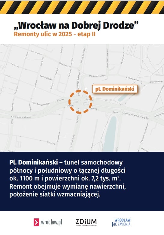 Mapa z zaznaczonym fragmentem ulicy do remontu