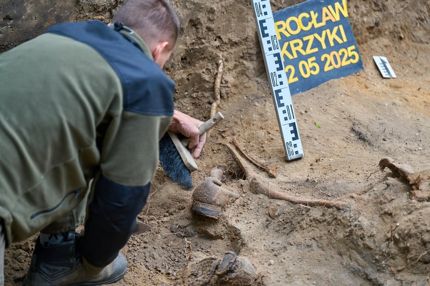 Prace archeologiczne specjalistów z Pracowni POMOST na cmenatrzu na Krzykach