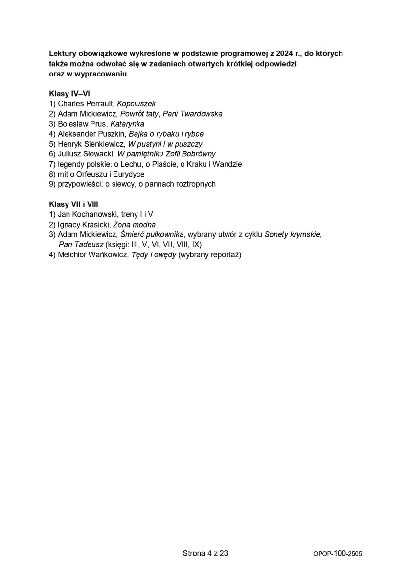 Egzamin ósmoklasisty 2025 - język polski