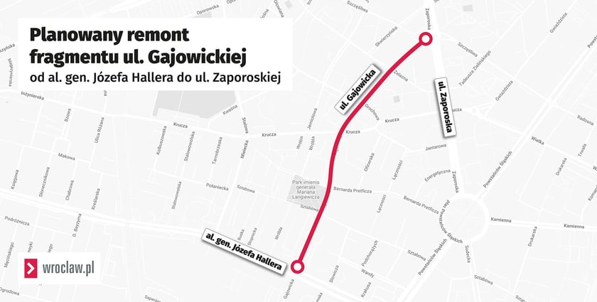 Powiększ obraz: Grafika z mapą i ulicą Gajowicką