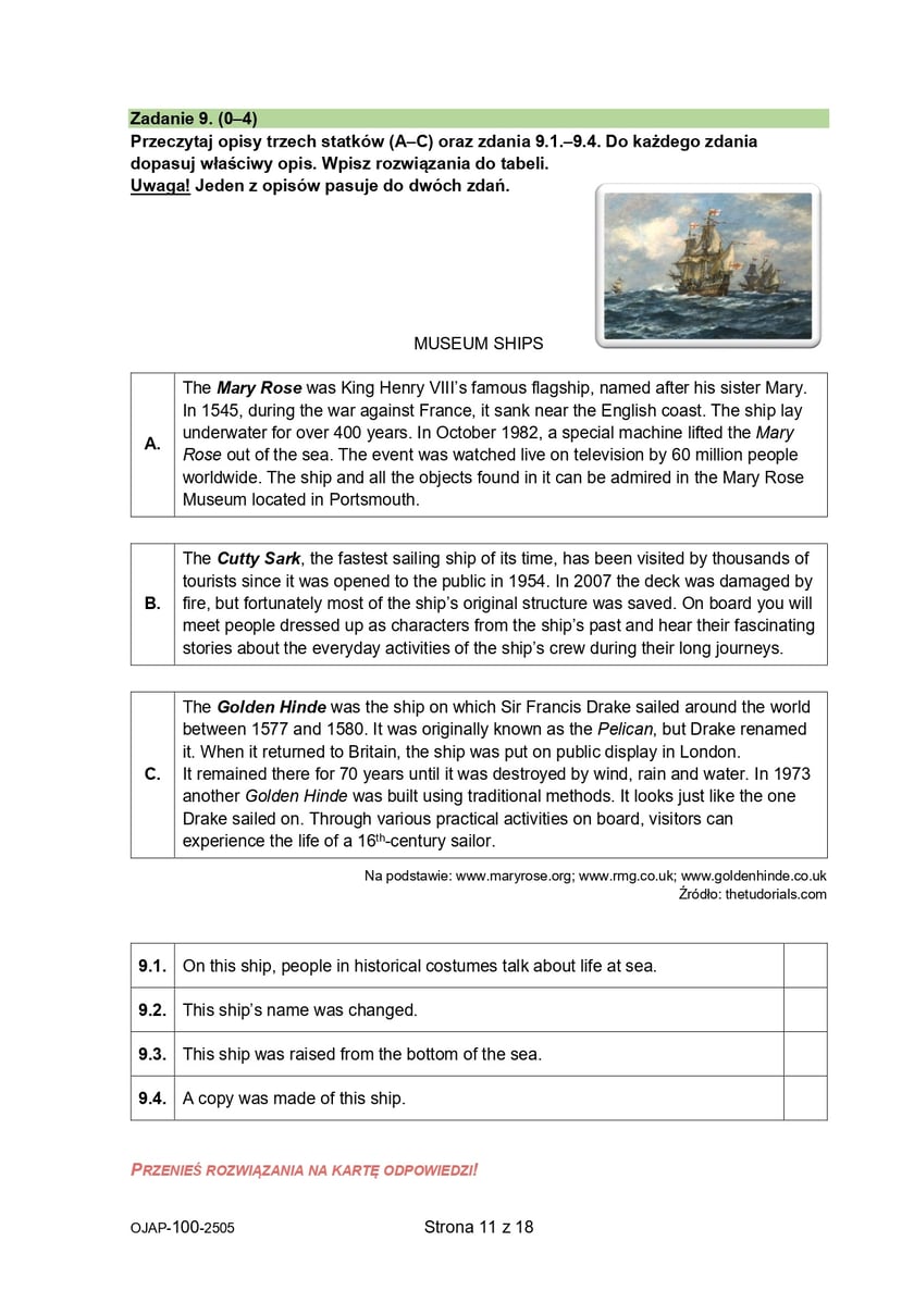 Egzamin ósmoklasisty 2025. Język angielski, arkusze CKE