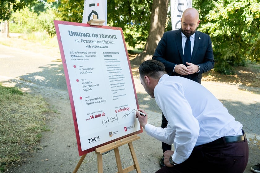 Podpisanie symbolicznej umowy na przebudowę ulicy Powstańców Śląskich, 1 lipca 2025 roku