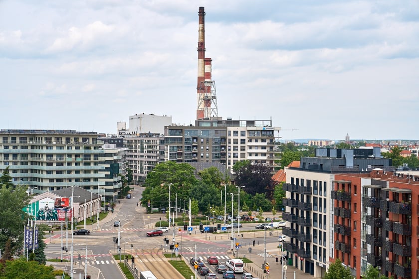 Panorama Wrocławia z Krupa Gallery znajdującej się na 8. piętrze budynku przy Księcia Witolda
