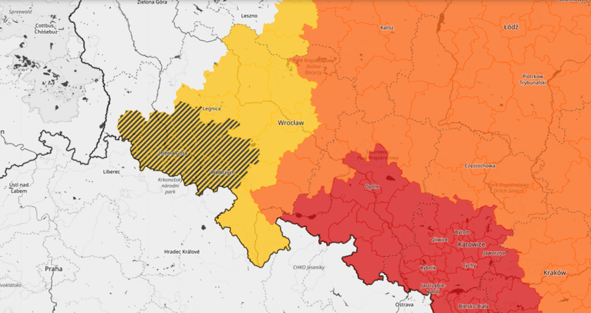 Powiększ obraz: <p>Ostrzeżenie meteorologiczne przed burzami 26 lipca 2025 - zaktualizowana mapa</p>