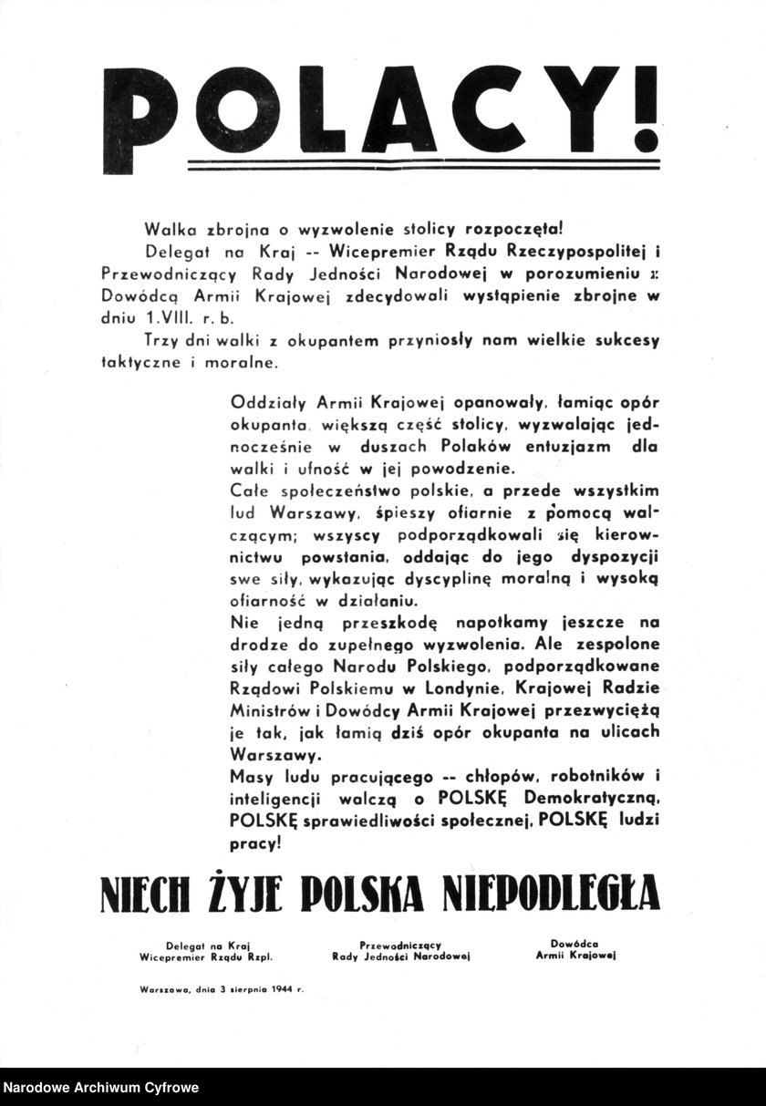 Ulotka dowództwa Armii Krajowej