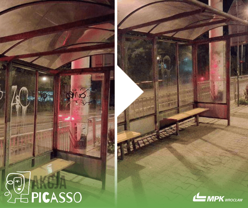 Wrocław usuwa nielegalne graffiti i nienawistne hasła z przystanków