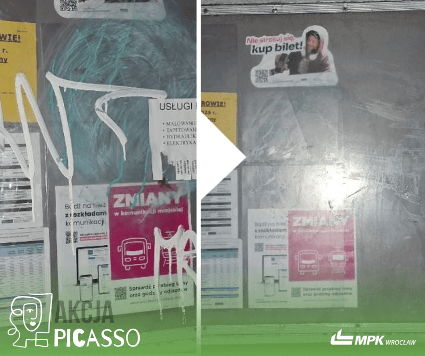 Wrocław usuwa nielegalne graffiti i nienawistne hasła z przystanków