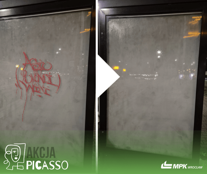 Wrocław usuwa nielegalne graffiti i nienawistne hasła z przystanków