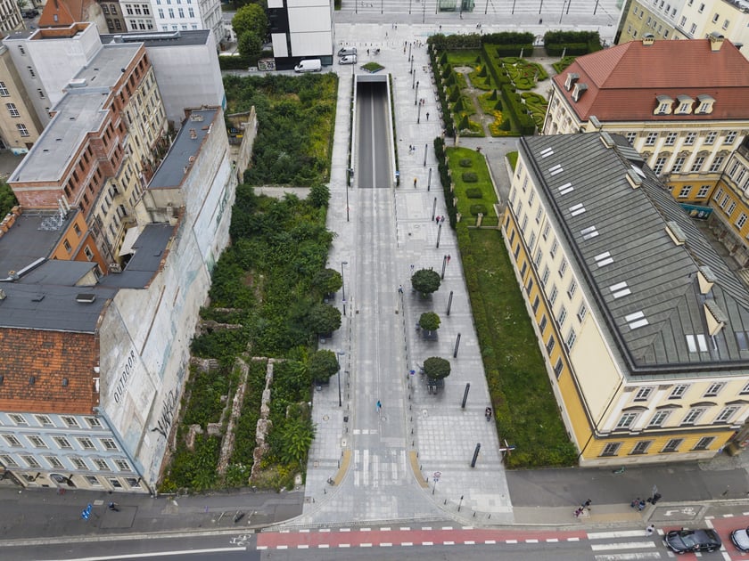 Ulica Zamkowa przed nowymi nasadzeniami - sierpień 2025 r.