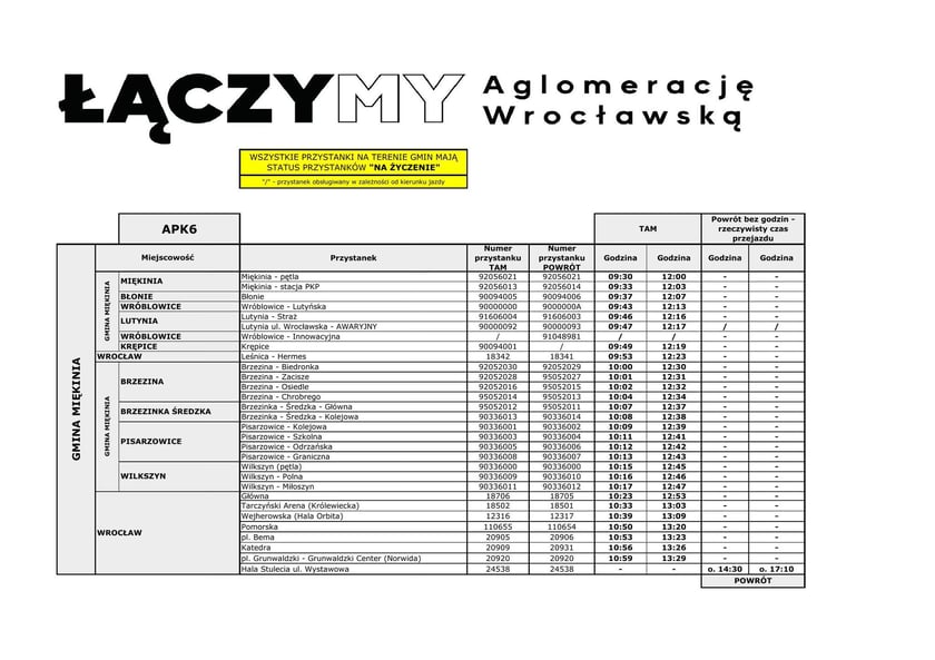 Rozkłady jazdy bezpłatnych autobus&oacute;w