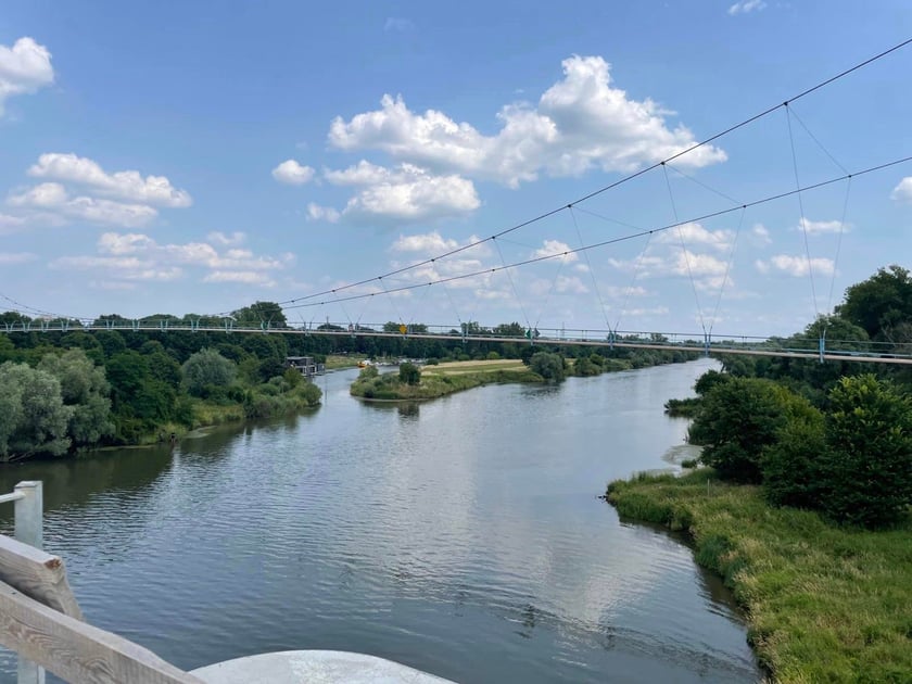 Most Olimpijski nad Odrą (Aleja Wielkiej Wyspy) w budowie, pierwsze dni lipca 2023 r.