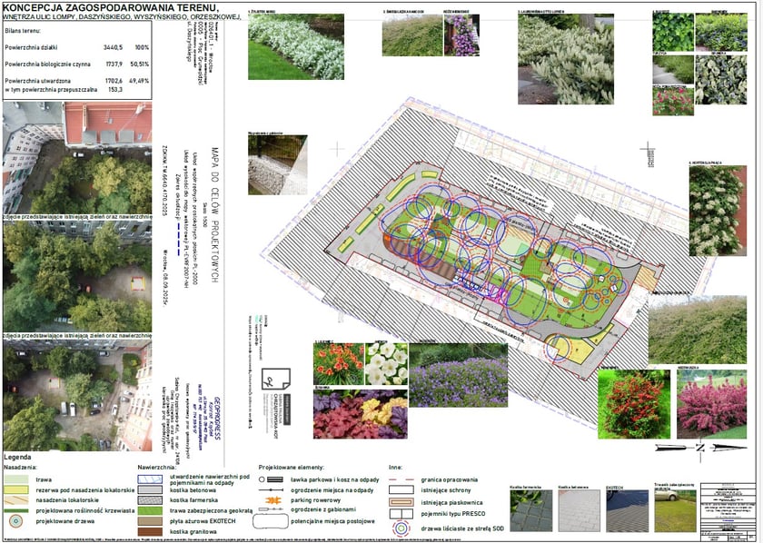 Wizualizacja zagospodarowania wnętrza przy ul. Hoene-Wrońskiego.
