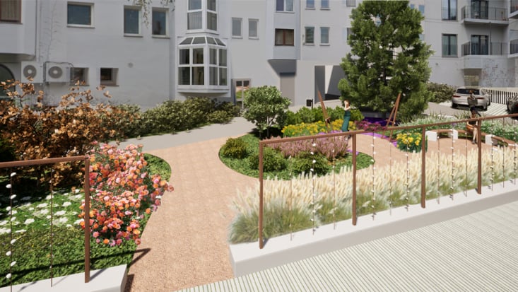 Wizualizacja zagospodarowania wnętrza przy ul. Hoene-Wrońskiego.