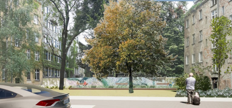 Wizualizacja zagospodarowania wnętrza przy ul. Hoene-Wrońskiego.