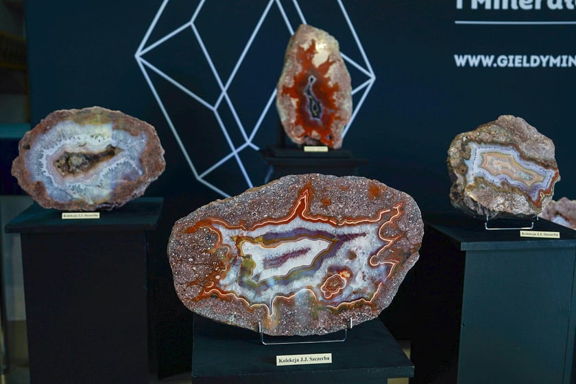 Powiększ obraz: Wystawa agatów na Jesiennych Targach Minerałów, Biżuterii i Wyrobów Jubilerskich w hali Orbita
