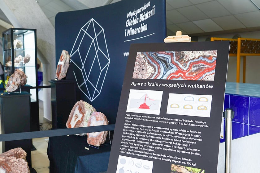 Powiększ obraz: Wystawa agatów na Jesiennych Targach Minerałów, Biżuterii i Wyrobów Jubilerskich w hali Orbita