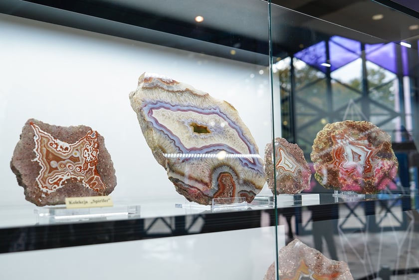 Powiększ obraz: Wystawa agatów na Jesiennych Targach Minerałów, Biżuterii i Wyrobów Jubilerskich w hali Orbita