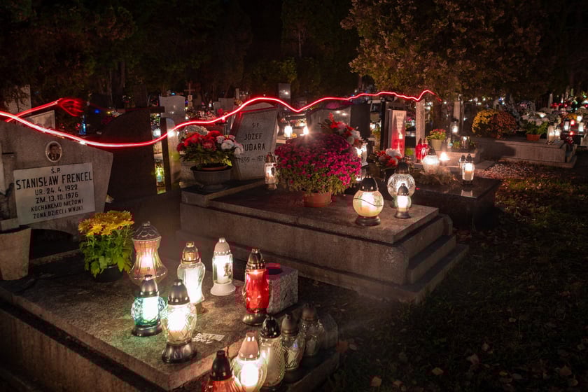 Cmentarz Grabiszyński nocą - Wszystkich Świętych 2025