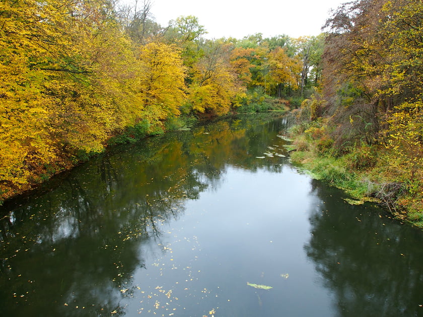 Powiększ obraz: Widok z kładki na Widawę