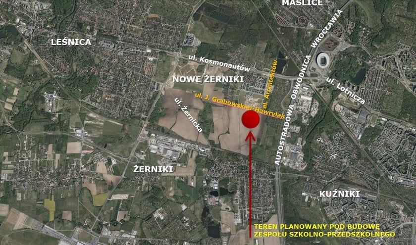 Powiększ obraz: Lokalizacja szkoły na Nowych Żernikach