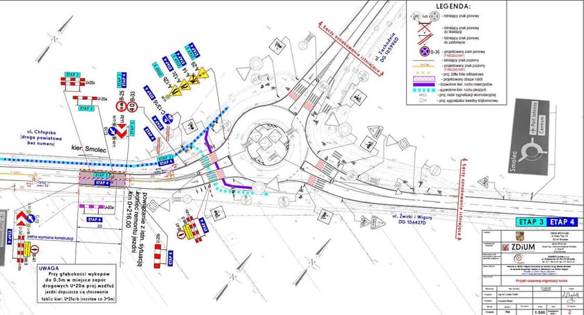 Powiększ obraz: Mapa reorganizacji ruchu na czas remontu Żwirki i Wigury Zachodniej