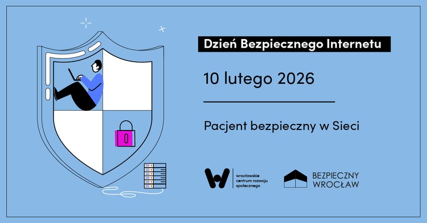Powiększ obraz: Grafika zapowiadająca spotkanie "Pacjent bezpieczny w sieci" z okazji Dnia Bezpiecznego Internetu.