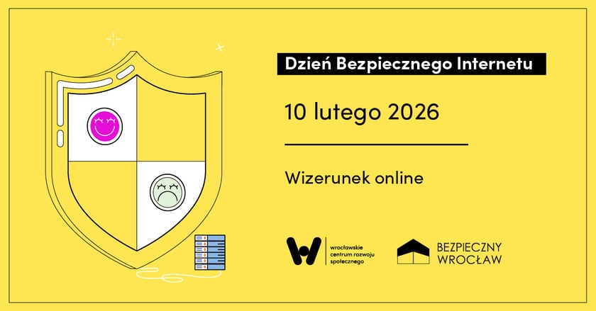 Powiększ obraz: Grafika zapowiadająca spotkanie "Wizerunek online" z okazji Dnia Bezpiecznego Internetu.
