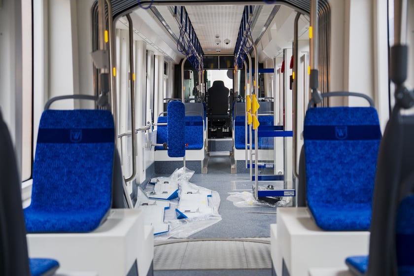 Powiększ obraz: Nowy tramwaj PESA 146N Twist dostarczony do zajezdni MPK Borek z Bydgoszczy.