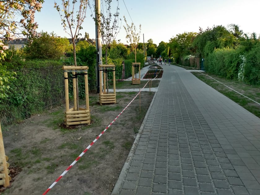 Rowerzyści i piesi przemieszczą się wygodnie od skweru Ludzi ze znakiem P do wałów przeciwpowodziowych nad Odrą