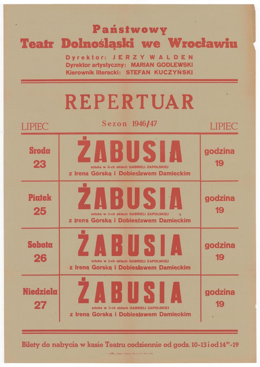 Afisz teatralny, 1946