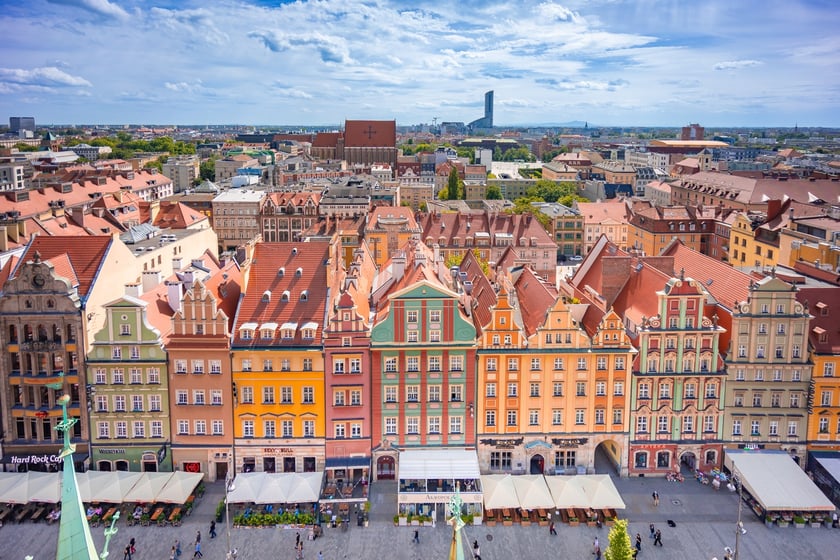 Panorama z wieży ratusza we Wrocławiu