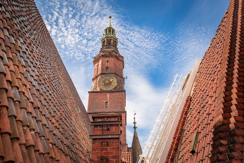 Panorama z wieży ratusza we Wrocławiu