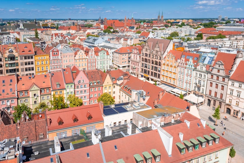 Panorama z wieży ratusza we Wrocławiu