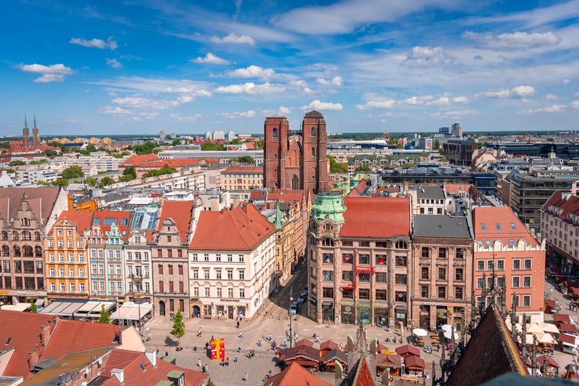 Panorama z wieży ratusza we Wrocławiu