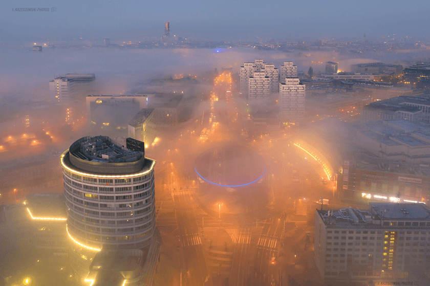 Wrocław z drona wygląda wspaniale.  Na zdjęciu pl. Grunwaldzki