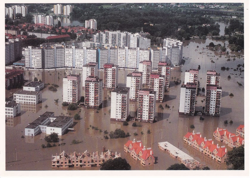 Kozanów, Wrocław, powódź 1997, zdjęcia z helikoptera
