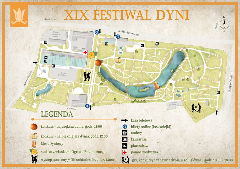Dolnośląski Festiwal Dyni 2022 mapa wydarzenia w Ogrodzie Botanicznym UWr.