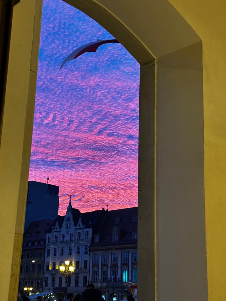 zachód słońca nad Wrocławiem 11 listopada