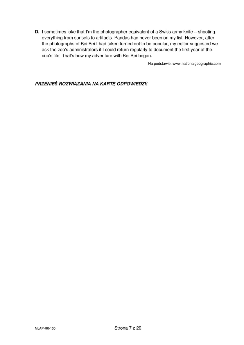 Matura próbna z j. angielskiego 2023 rozszerzona - arkusz