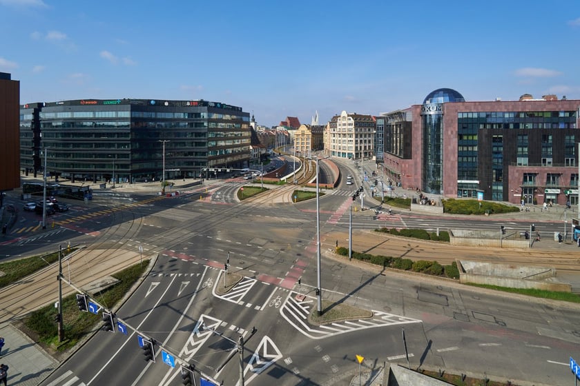 Obszar placu Dominikańskiego w kwietniu 2023 r.