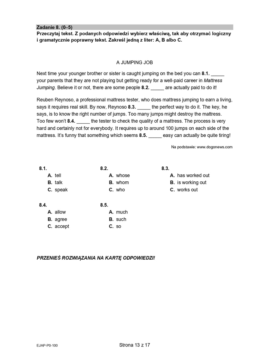 Matura z j. angielskiego (formuła 2015)
