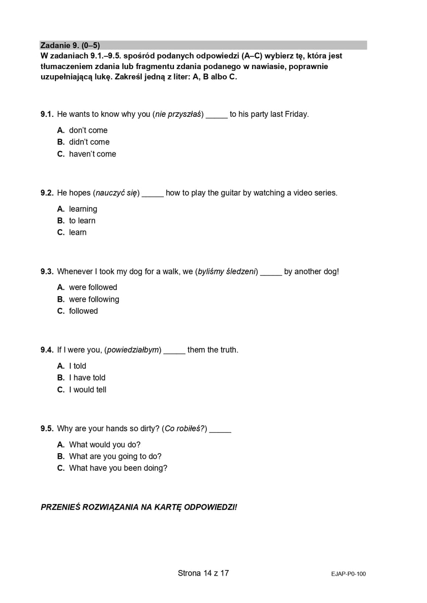 Matura z j. angielskiego (formuła 2015)