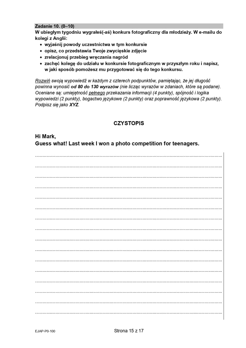 Matura z j. angielskiego (formuła 2015)