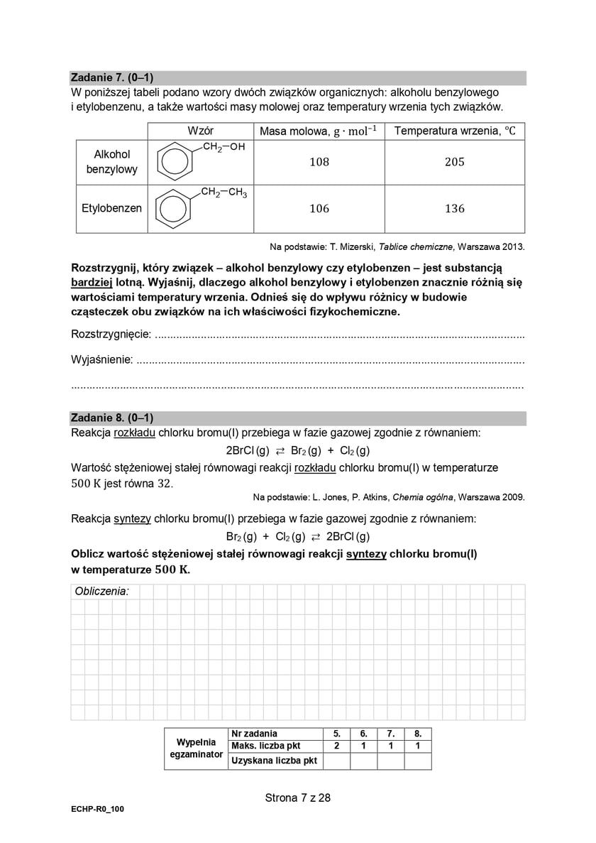 Arkusz CKE z chemii (poziom rozszerzony, formuła 2015)